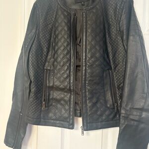 Harve Benard Black Quilted Leather Jacket